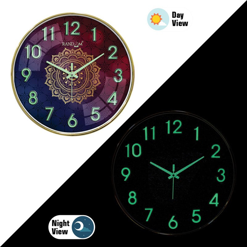 Mandala Round Floral Plastic Wall Clock - Purple media 4