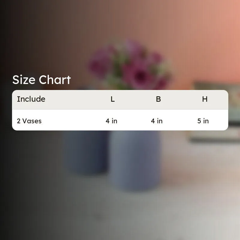 Size chart graphic for the vase set