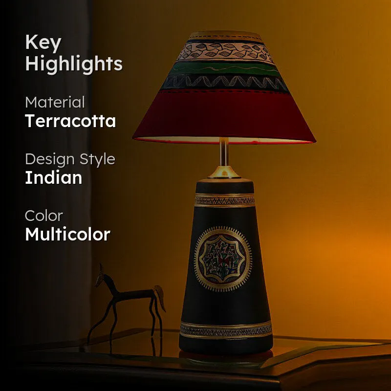 Soma Warli Painted Table Lamp - Multicolor media 2