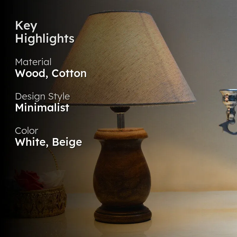 CleanGlow Wooden Table Lamp - Beige media 2