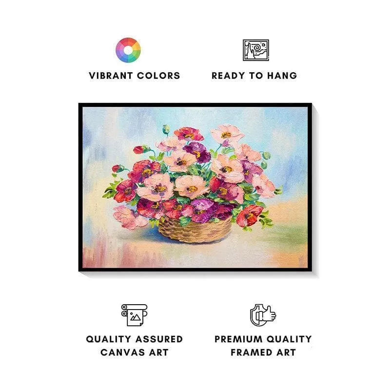 Bouquet of Poppies Canvas Wall Painting - Black Frame media 4
