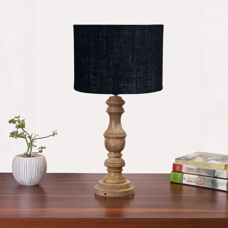 Sienna I Carve Wooden Table Lamp - Black,Brown media 3