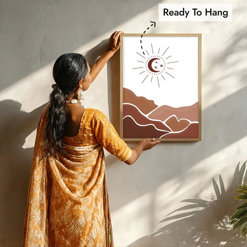 Desert Night Canvas Wall Painting With Brown Frame media 7