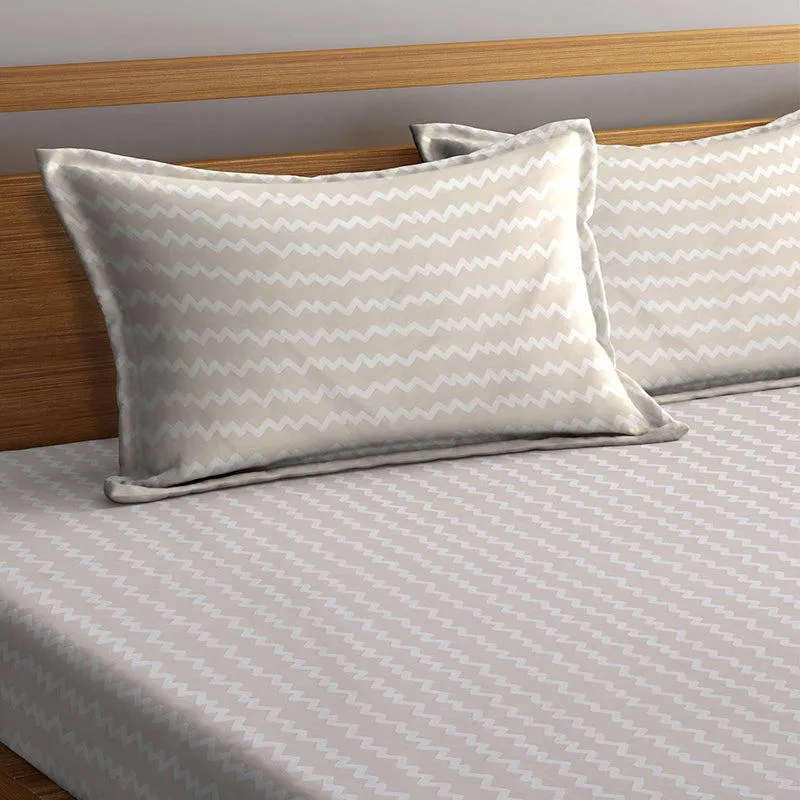 Lora Stripes Bedsheet (Beige) - 150 GSM media 3