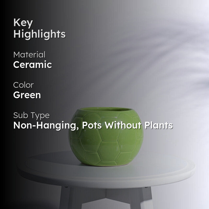 Ugaoo Football Light Green Ceramic Pot media 2