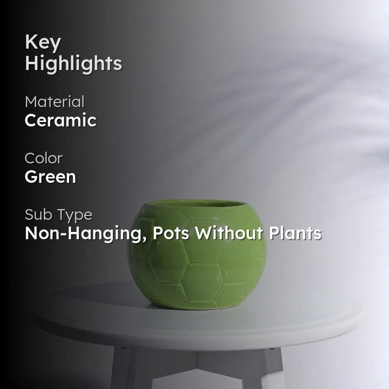 Ugaoo Football Light Green Ceramic Pot media 2