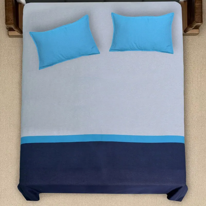 Dual Drift Cotton Bedsheet (Blue) - 102 TC media 3