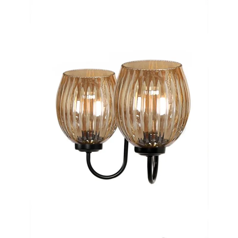 Warm Amber Dual Shade Glass Wall Lamp media 9