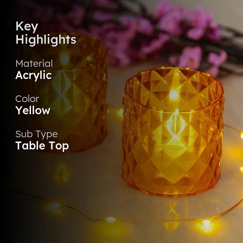 IllumiCraft Multi Design Tea Light Holders (Yellow) - Set Of Two media 2