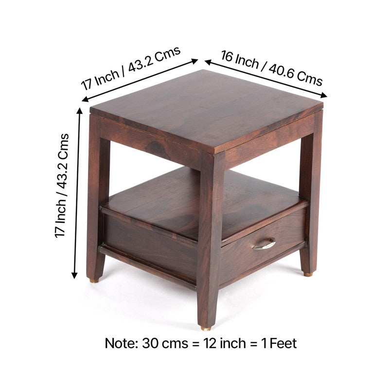 Vverix Sheesham Wooden Side & Bedside Table - Dark Brown media 10