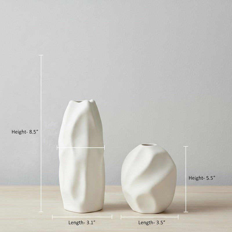 Sculpa Organic Sculpted Ceramic Vase(Ivory) - Set Of Two media 10