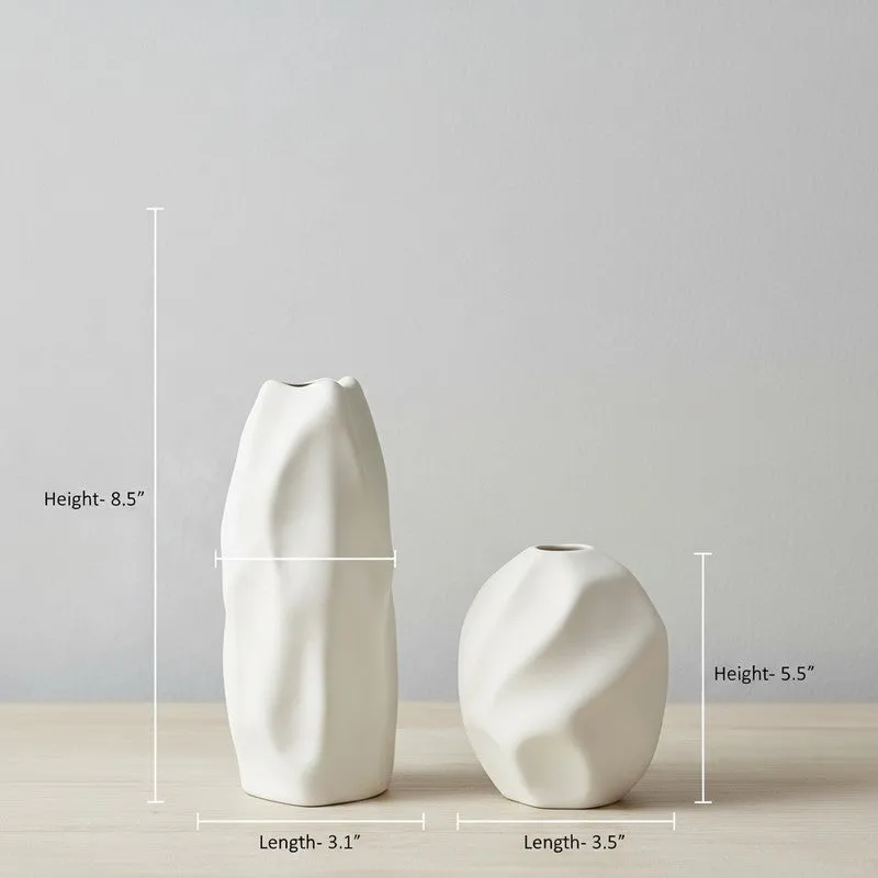 Sculpa Organic Sculpted Ceramic Vase(Ivory) - Set Of Two media 10