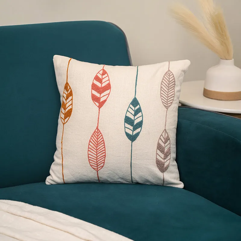 Leafette Embroidered Cushion Cover media 1