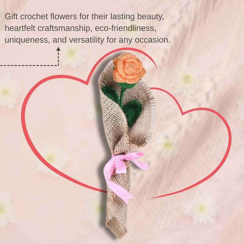 Crochet Handmade Rose Bouquet -  Peach media 5