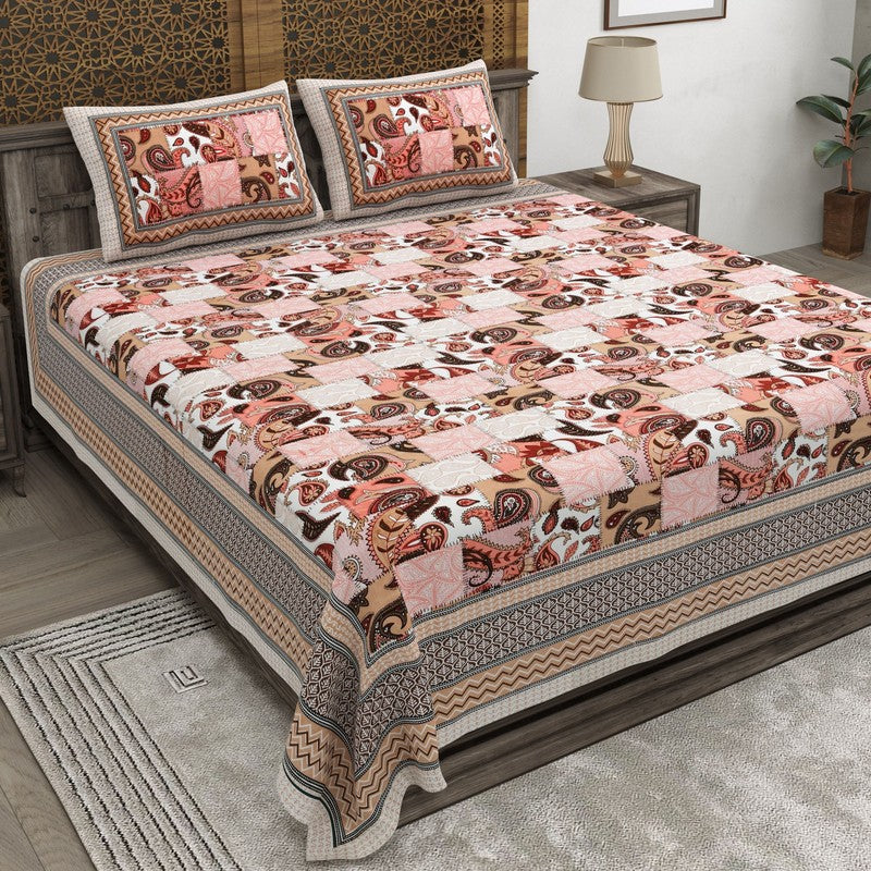 Weavear Cotton Bedsheet (Peach) - 240 TC