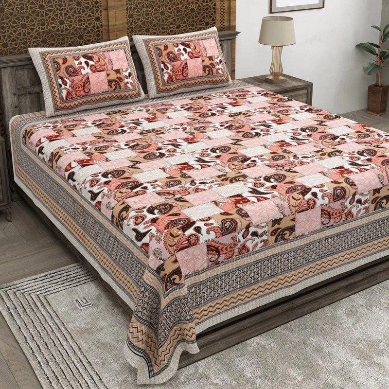 Weavear Cotton Bedsheet (Peach) - 240 TC media 1