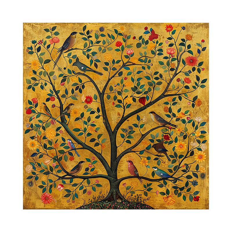 Avian Life on a Majestic Tree Wall Painting media 4