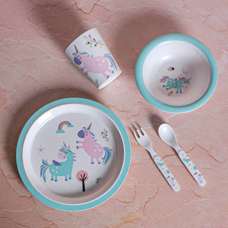 Unicorn Land Kids Dinner Set - Five Piece Set media 4