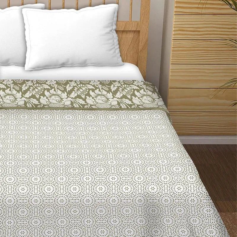 Topini Reversible Cotton Dohar (Olive Green)  - 180 GSM media 1
