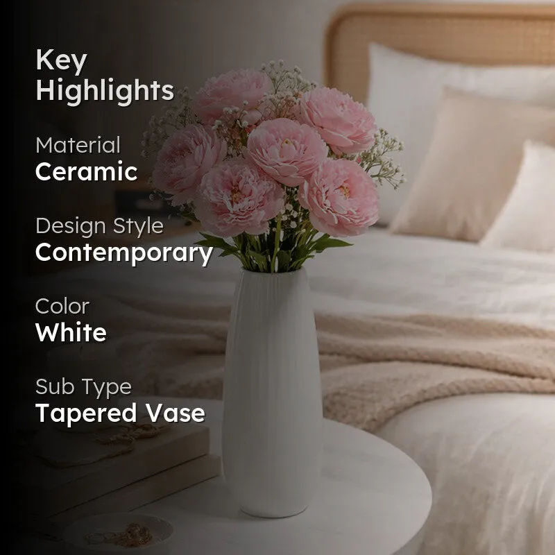 Redvo Ceramic Vase - White media 2