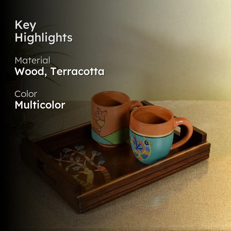 Indradatt Serving Tray With Cups - Three Piece Set media 2