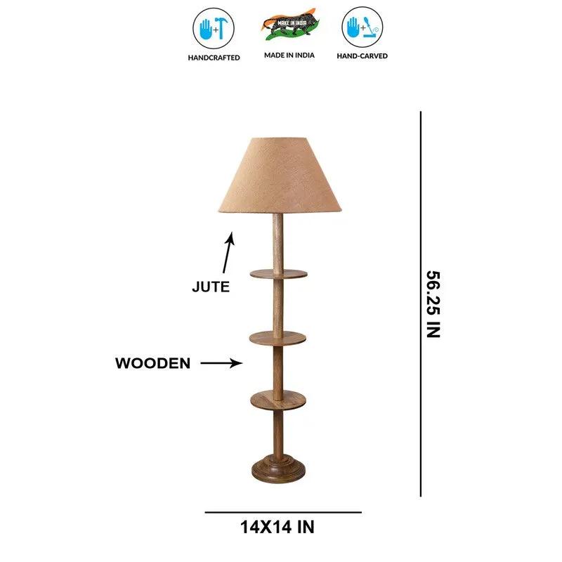 Vintage Glow Wooden Floor Lamp - Beige media 8