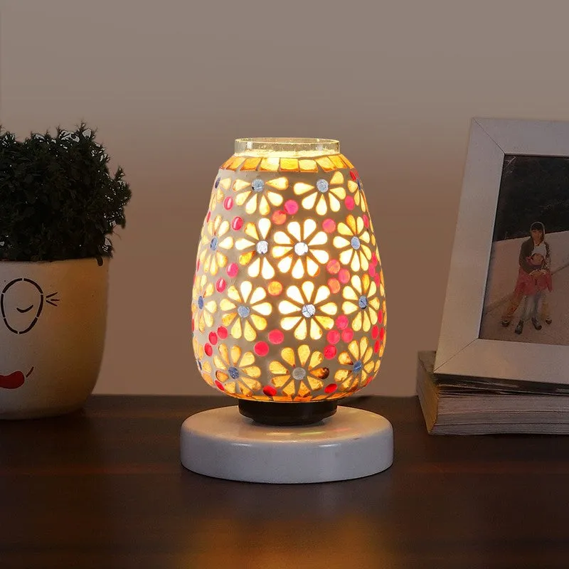 Primrose Glass Table Lamp With Wooden Base - Multicolor media 3