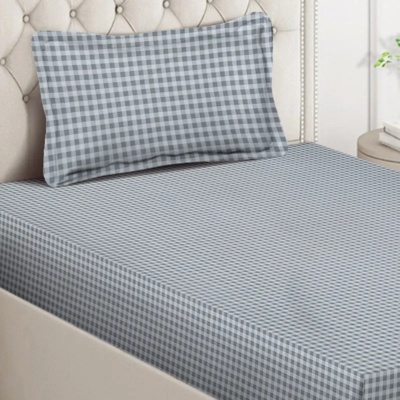 Plaid Nights Geometric Bedsheet - 130 GSM media 4