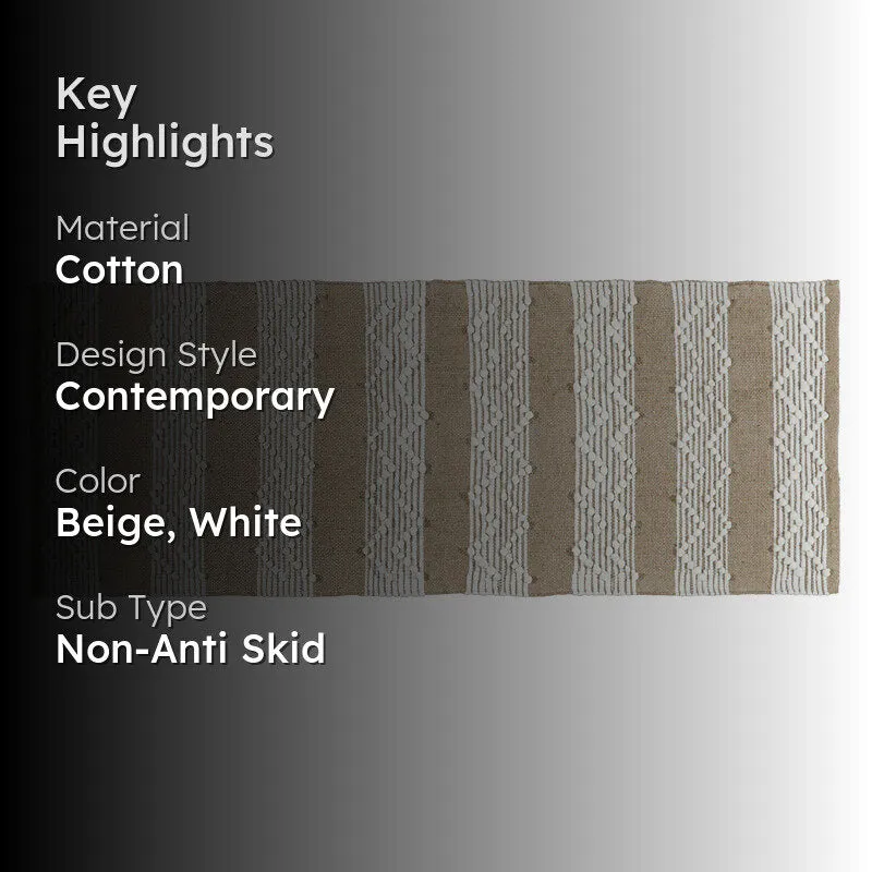 Weavax Cotton Runner Rug - Beige media 2