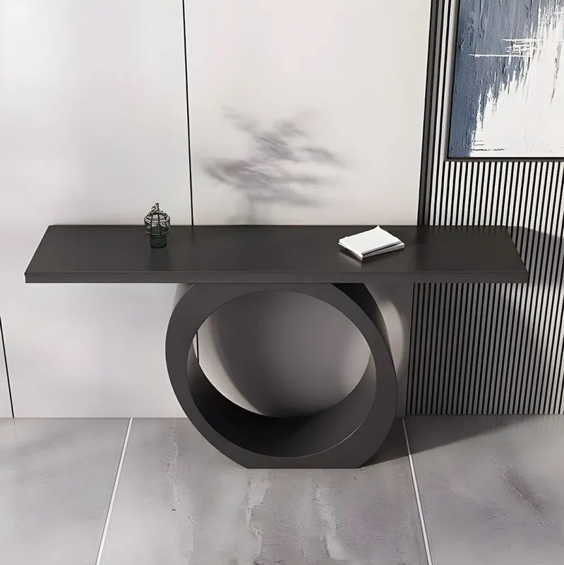 Circle Base Metal Console Table with Marble Top - Medium media 3