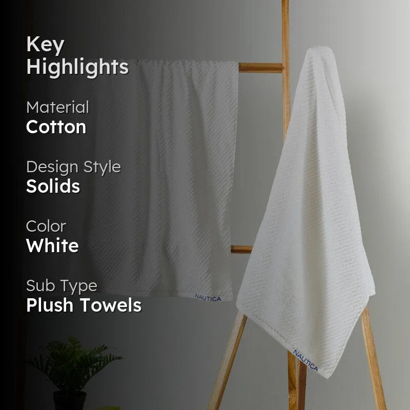 Nautica Riviera Soft Cotton Bath Towel (White) - Set Of Two media 2
