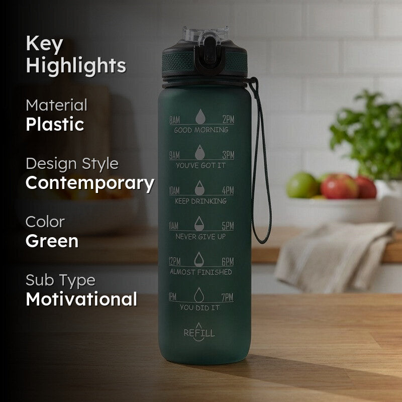 Solara Sportiq Plastic Water Bottle (1000 mL) - Hunter Green media 2