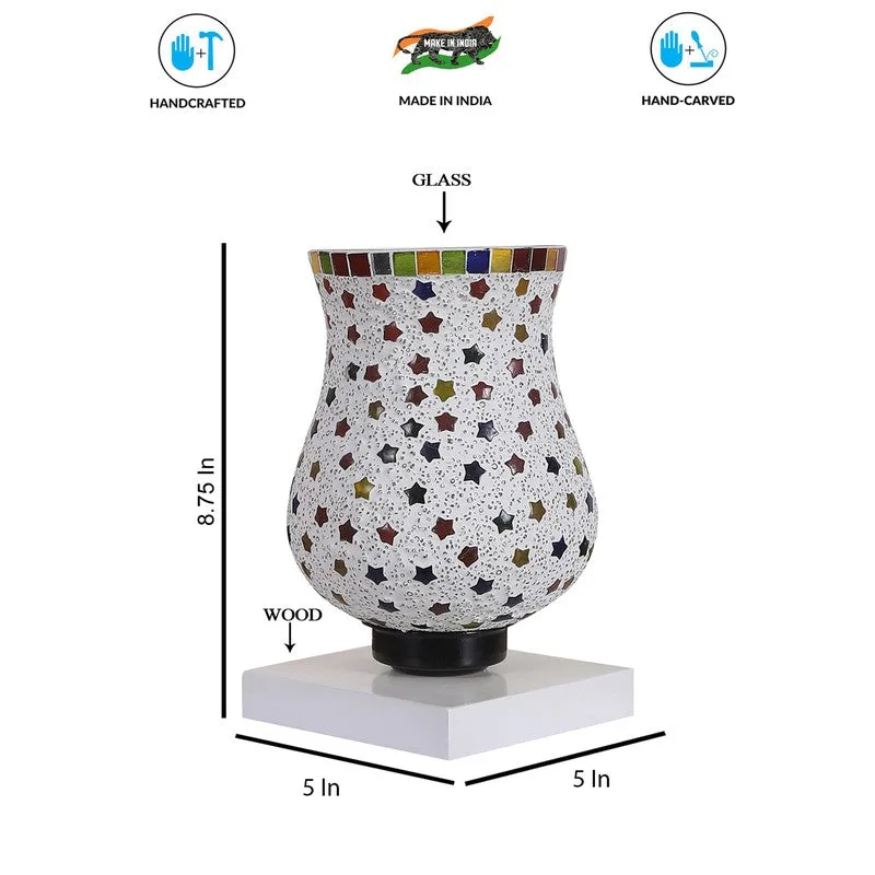 Lumon Mosaic Glass Table Lamp With Wooden Base - Multicolor media 9