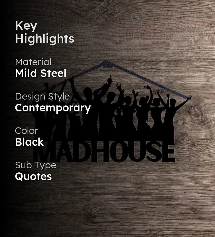 Madhouse Typography Mild Steel Wall Accent media 2