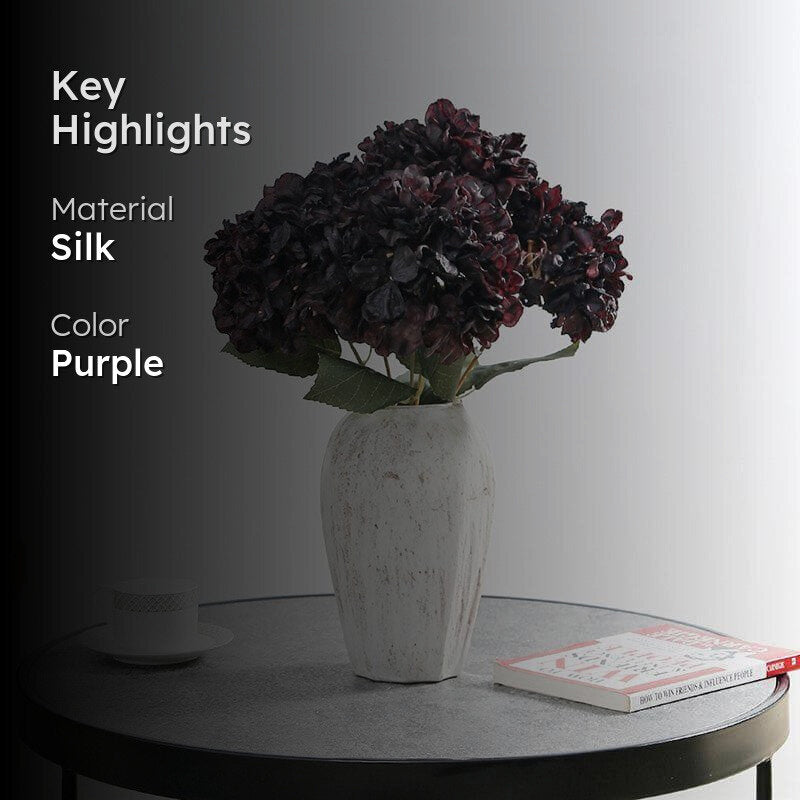 Faux Albidus Hydrangea Floral Bunch - Dark Plum media 2