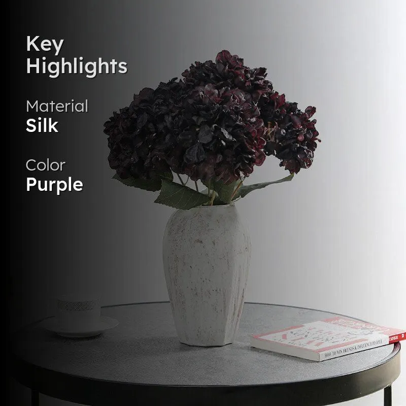 Faux Albidus Hydrangea Floral Bunch - Dark Plum media 2
