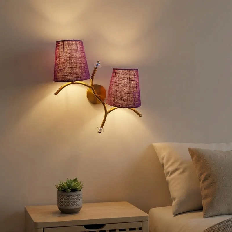 GlowStem Twin Jute Wall Lamp - Dark Pink media 1