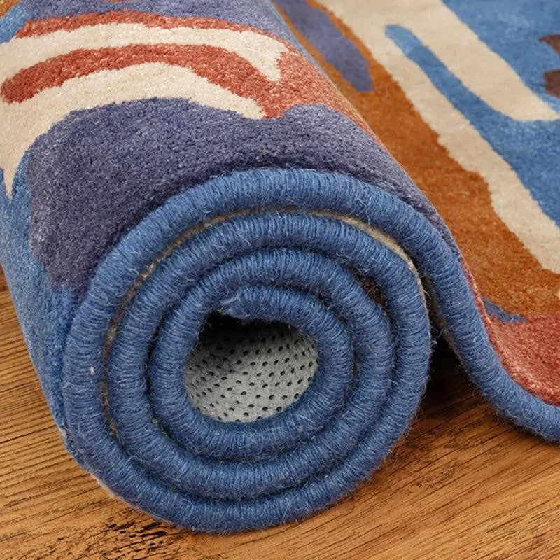 Veles Hand Tufted Abstract Wool & Nylon Carpet - Navy Blue media 6