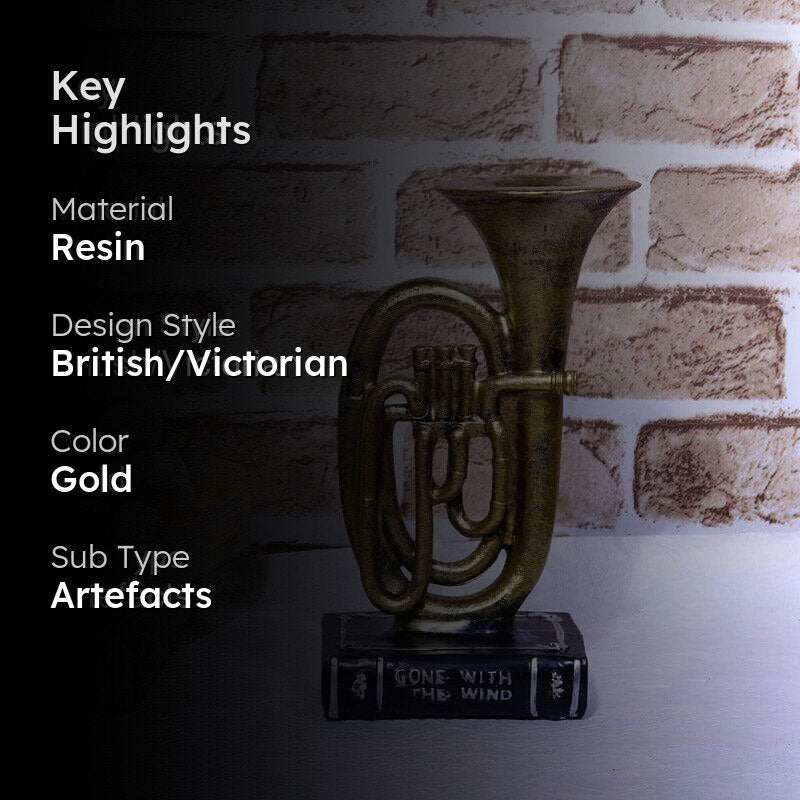 Vintage Trumpet Table Accent - Gold media 2