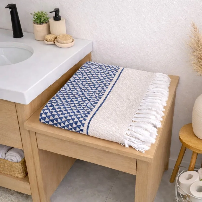 MosacStrip Cotton Hand & Bath Towel (Navy) - Set of Two media 6