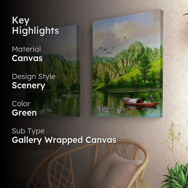 Lush Leisure Canvas Wall Painting - Set Of Two media 2