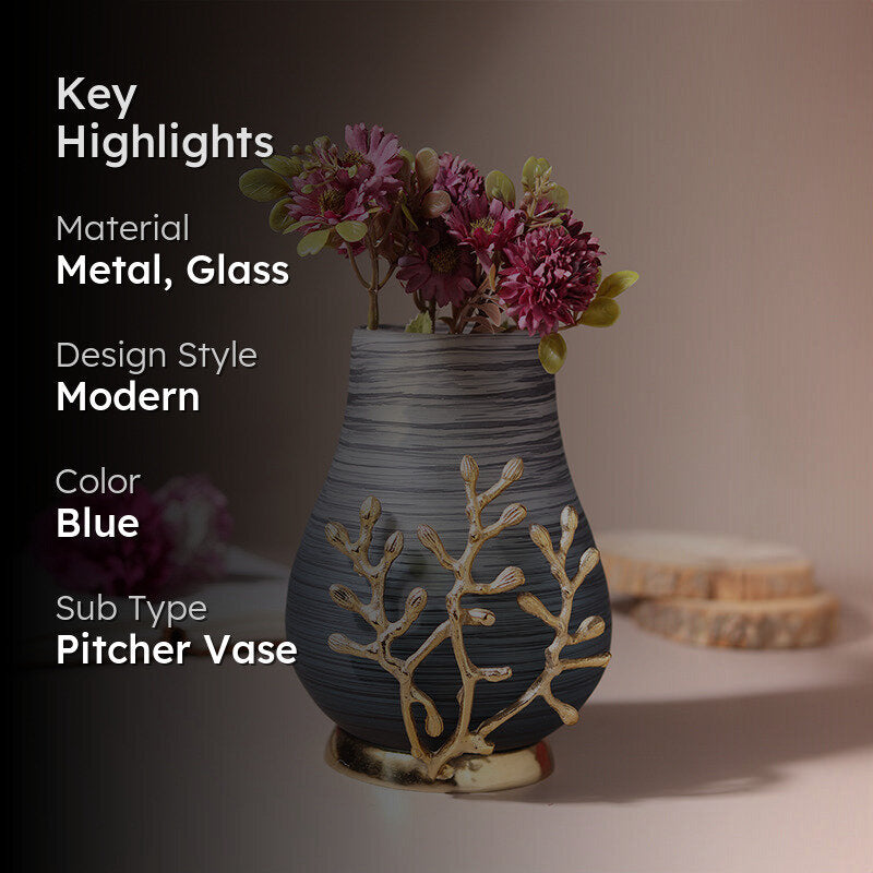 Roscoe Ruma Branched Glass Vase - Blue media 2