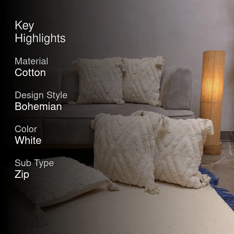 Plush Prisms Tufted Cushion Cover (White) - Set Of Five media 2
