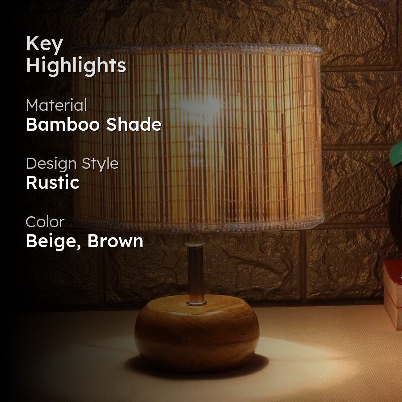 Niro Bamboo Table Lamp - Beige,Brown media 2