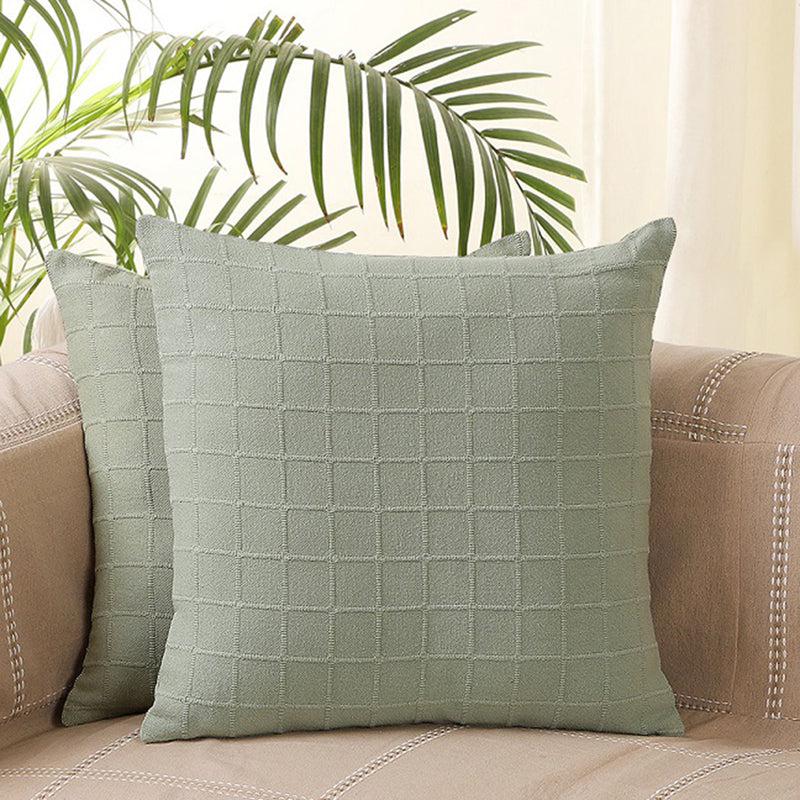 Sicily Light Solid Cotton Cushion Cover (Green) - Set Of Two media 2