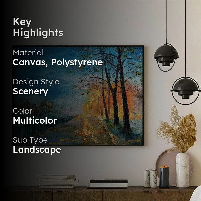 Evening Autumn Street Wall Painting - Black Frame media 2
