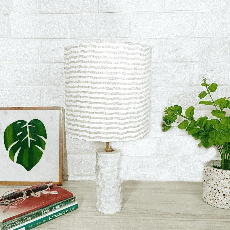 Miraao Sculpt Hand Crafted Fabric Table Lamp - White media 3