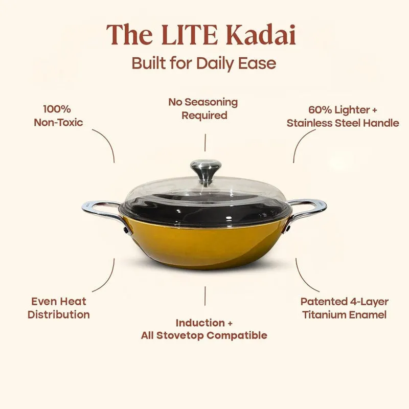 Cumin Co Enamel Cast Iron Kadhai With Lid - 2100 mL media 3