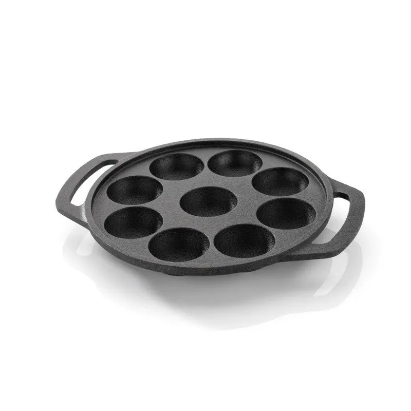 Round Ease Cast Iron Non-Stick Paniyaram & Appam Pan - Black media 3