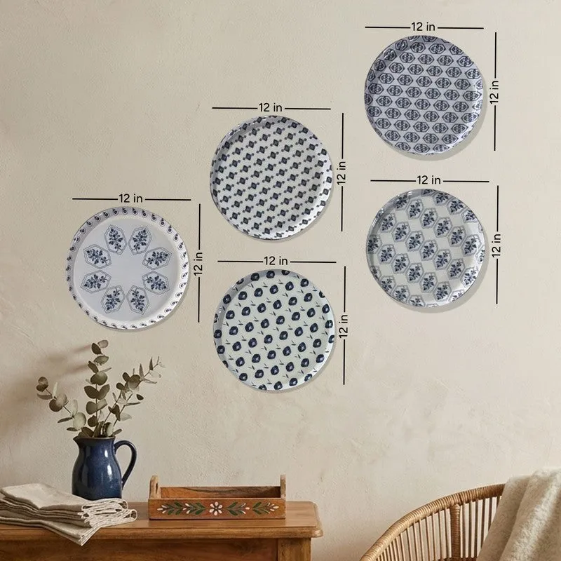 Azure Motif Metal Wall Plates - Set Of Five media 12